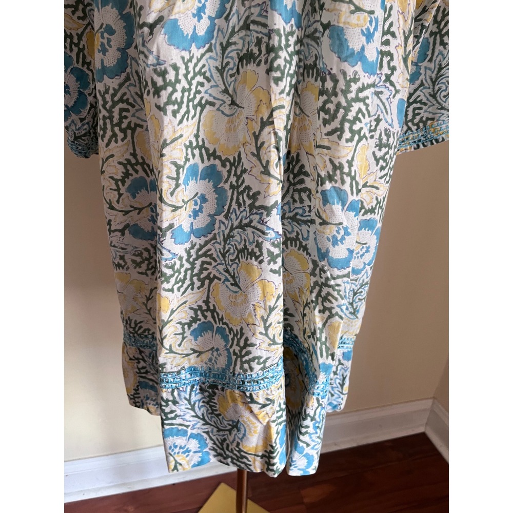 Roberta Roller Rabbit Blue Yellow Floral Cotton Embroidered Tunic Dress Size XS - Picture 6 of 8